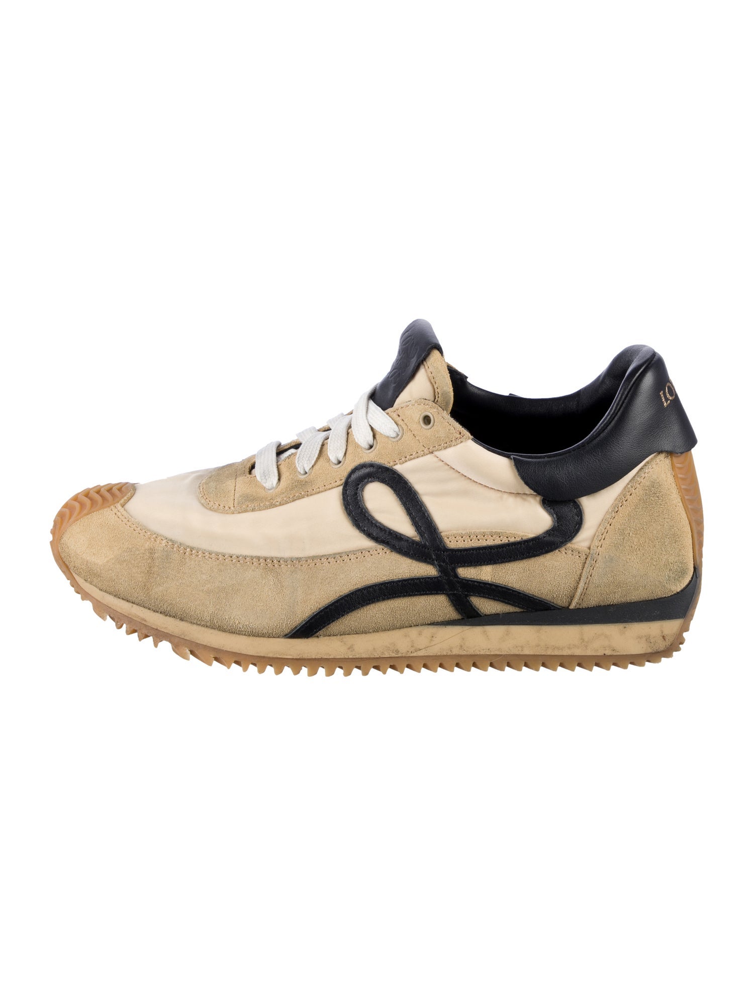 Loewe Suede Colorblock Pattern Sneakers