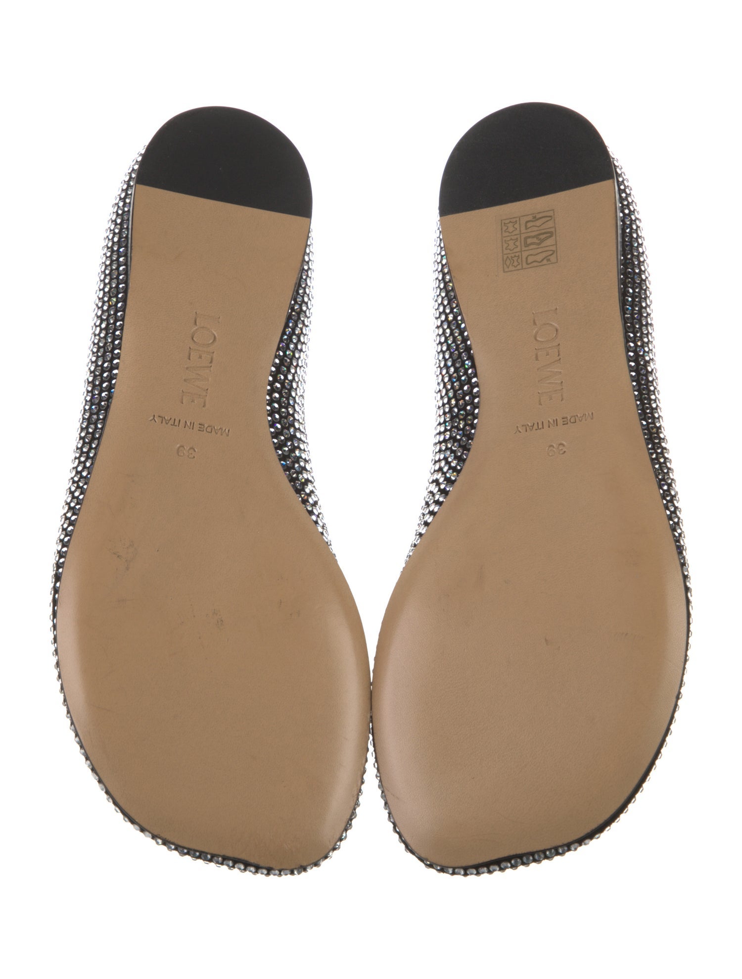 Loewe Suede Crystal Embellishments Flats