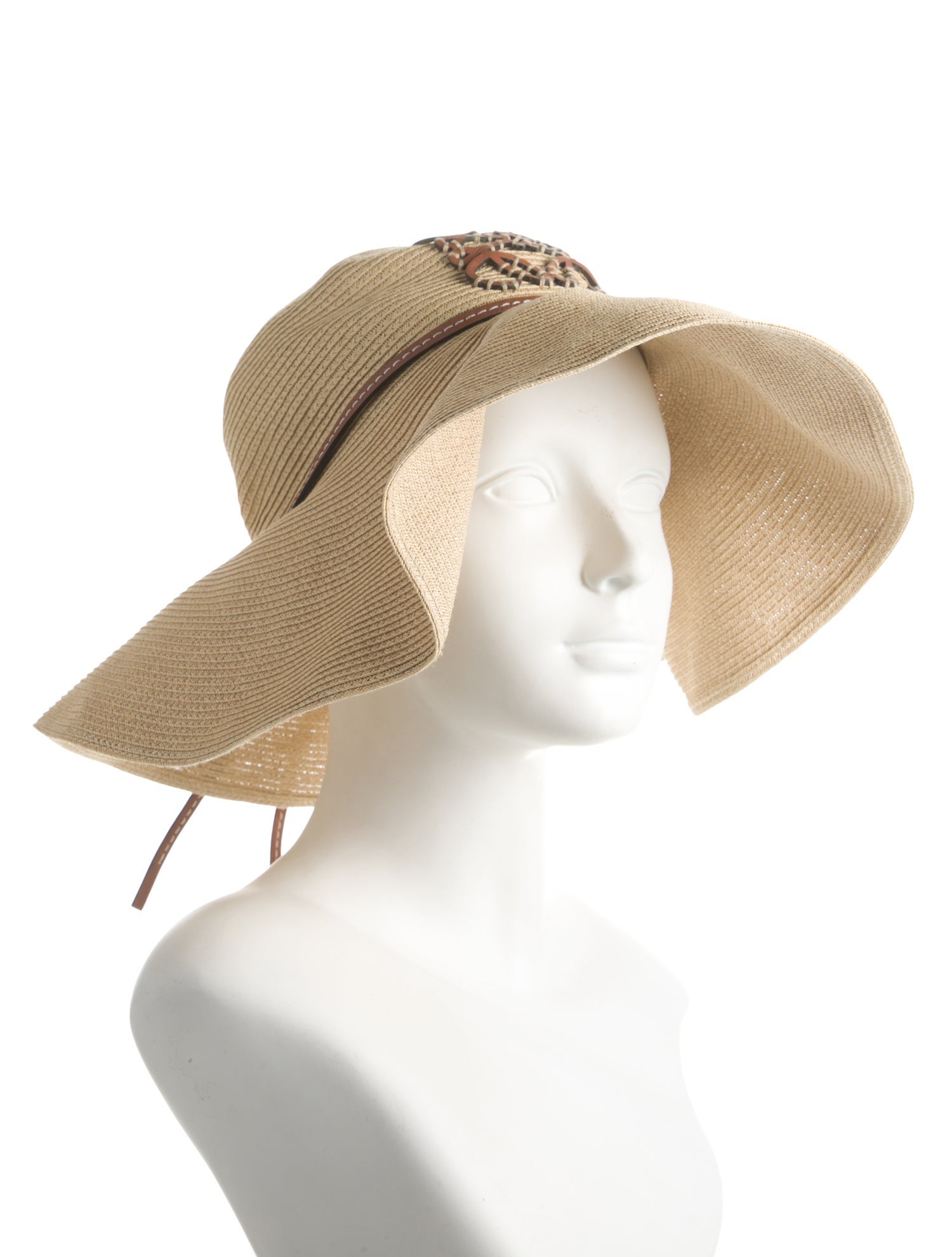 Loewe Leather Trimmed Straw Hat