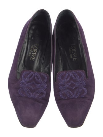 Loewe Suede Leather Trim Embellishment Loafers