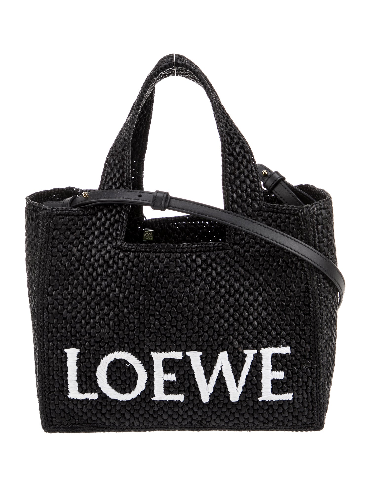 LOEWE L814V29X15TERRA7587 関税送料込 Loewe 2023 Raffia Fold Shopper Tote w/Tags - Black Totes
