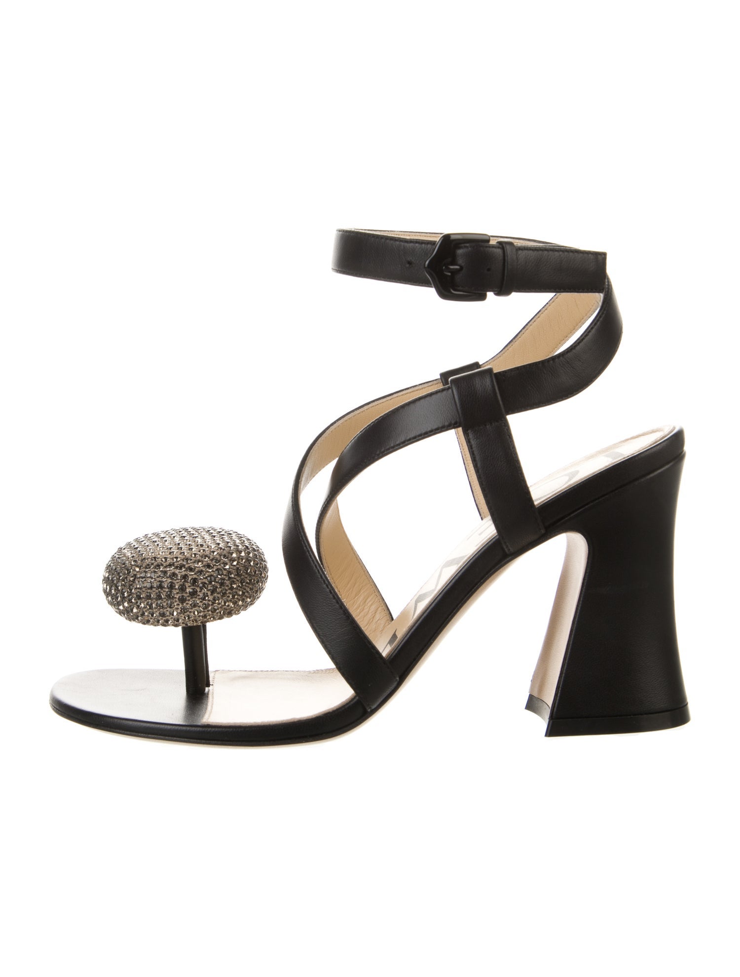 Loewe Leather Crystal Embellishments Sandals w/ Tags