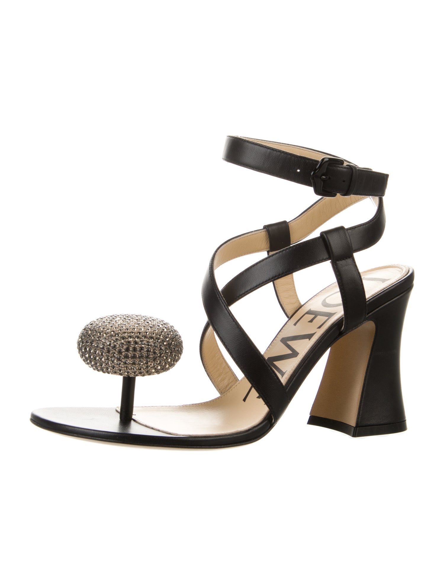 Loewe Leather Crystal Embellishments Sandals w/ Tags
