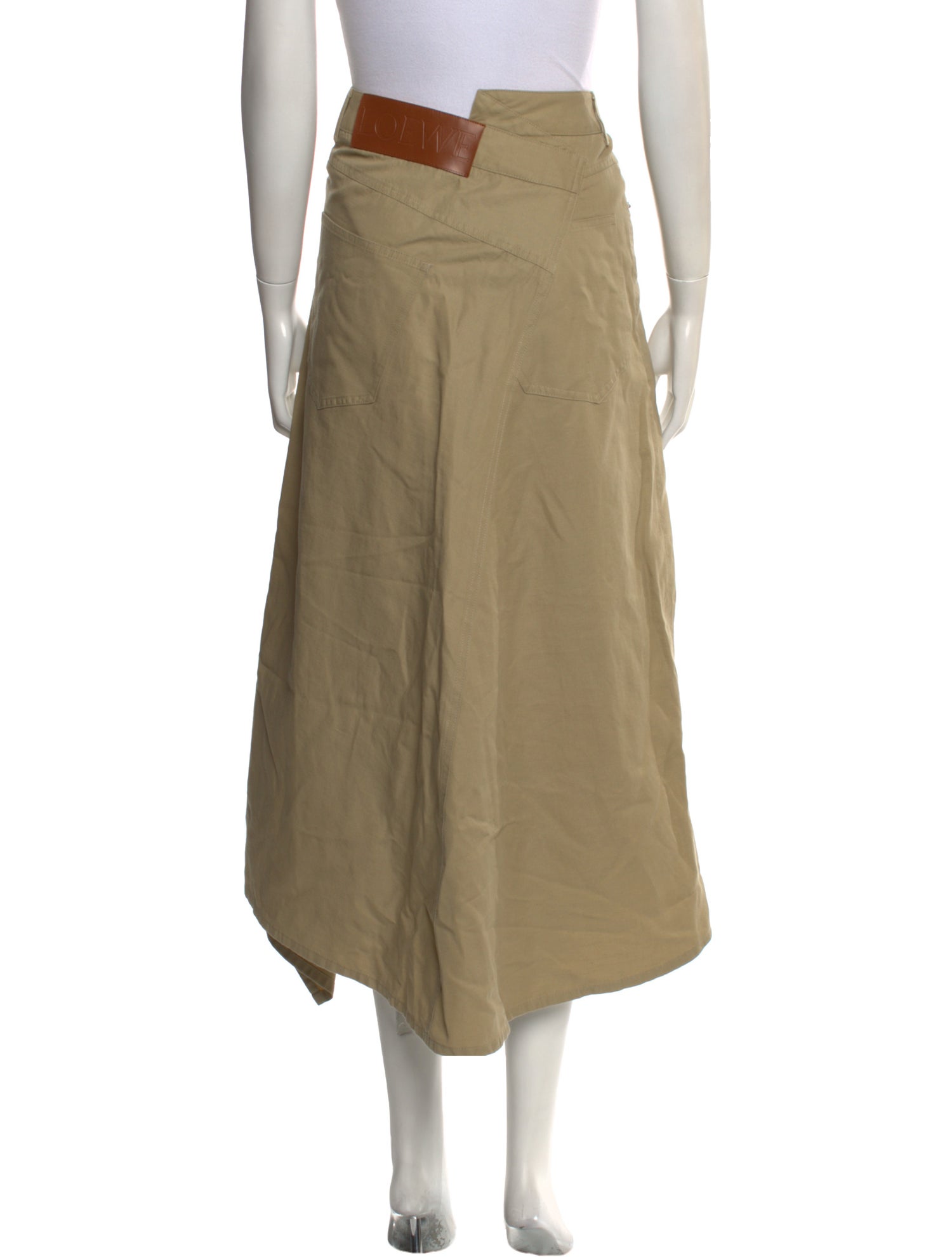 Loewe Leather Trim Embellishment Midi Length Skirt