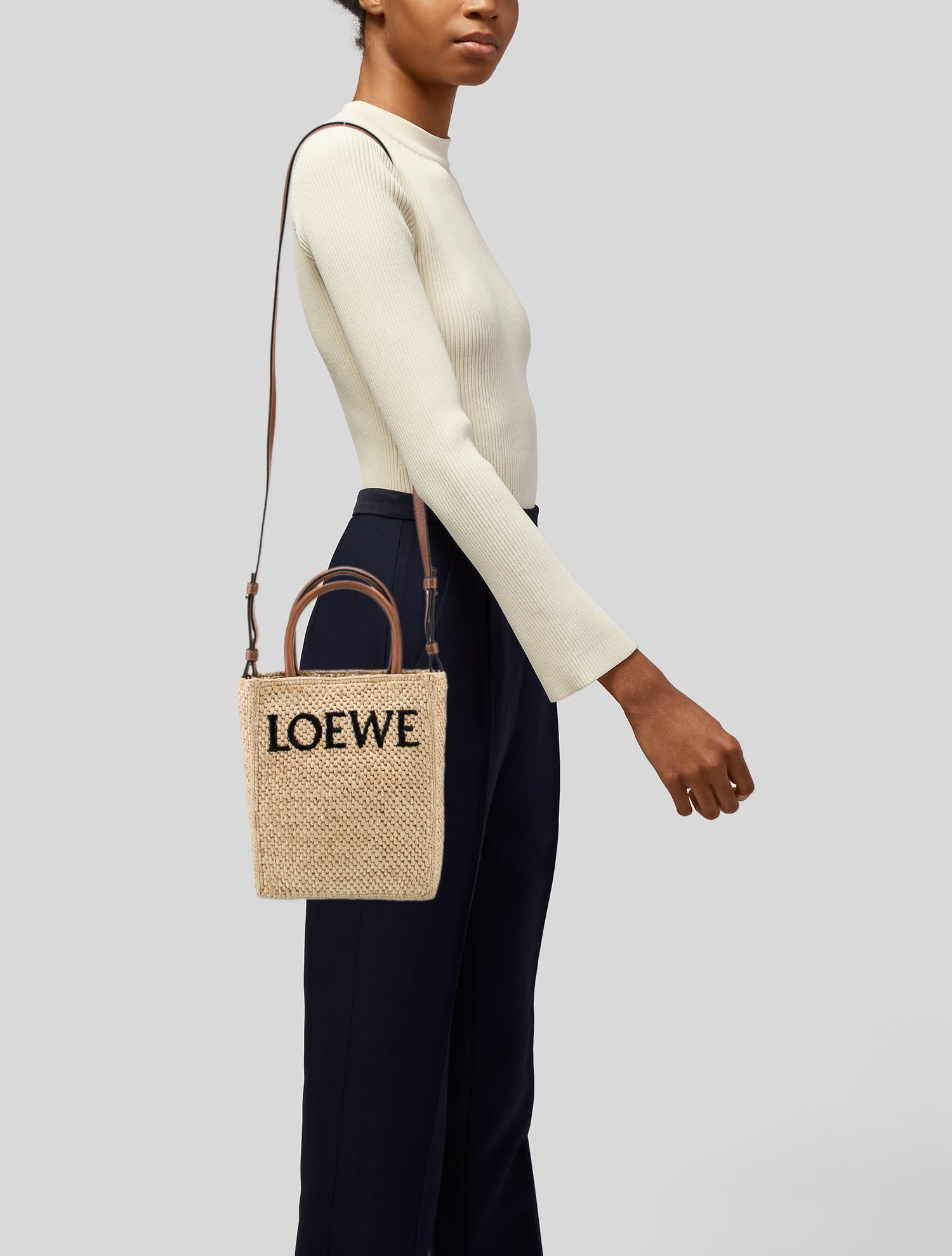 Loewe Raffia Raffia with Leather Trim