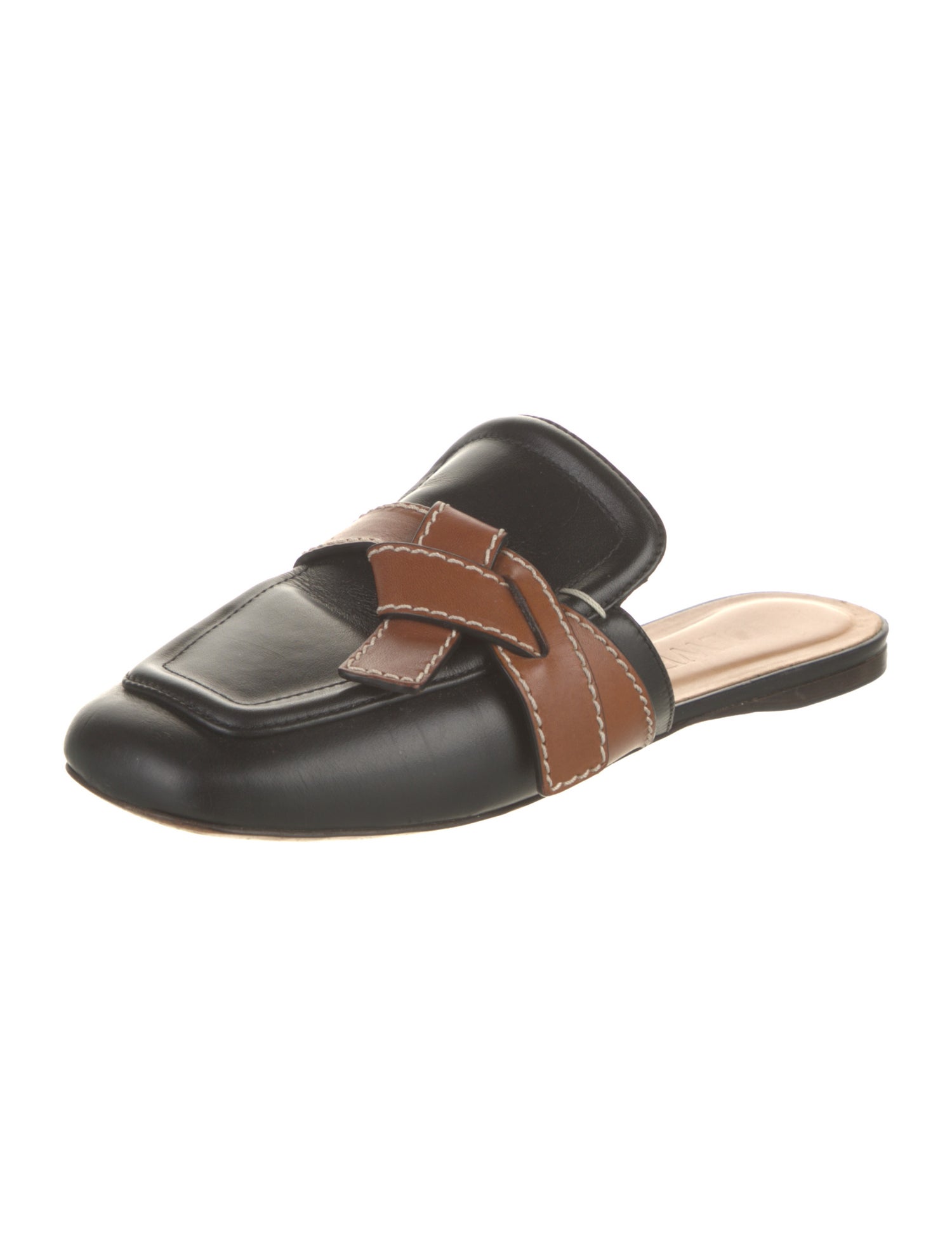 Loewe Leather Colorblock Pattern Mules