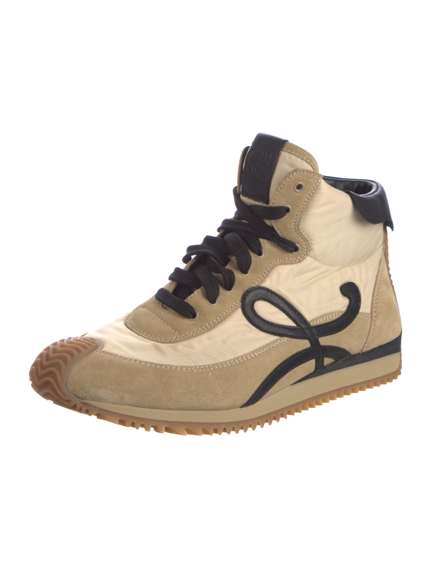 Loewe Leather Colorblock Pattern Wedge Sneakers