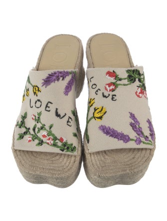 Loewe Raffia Floral Print Espadrilles