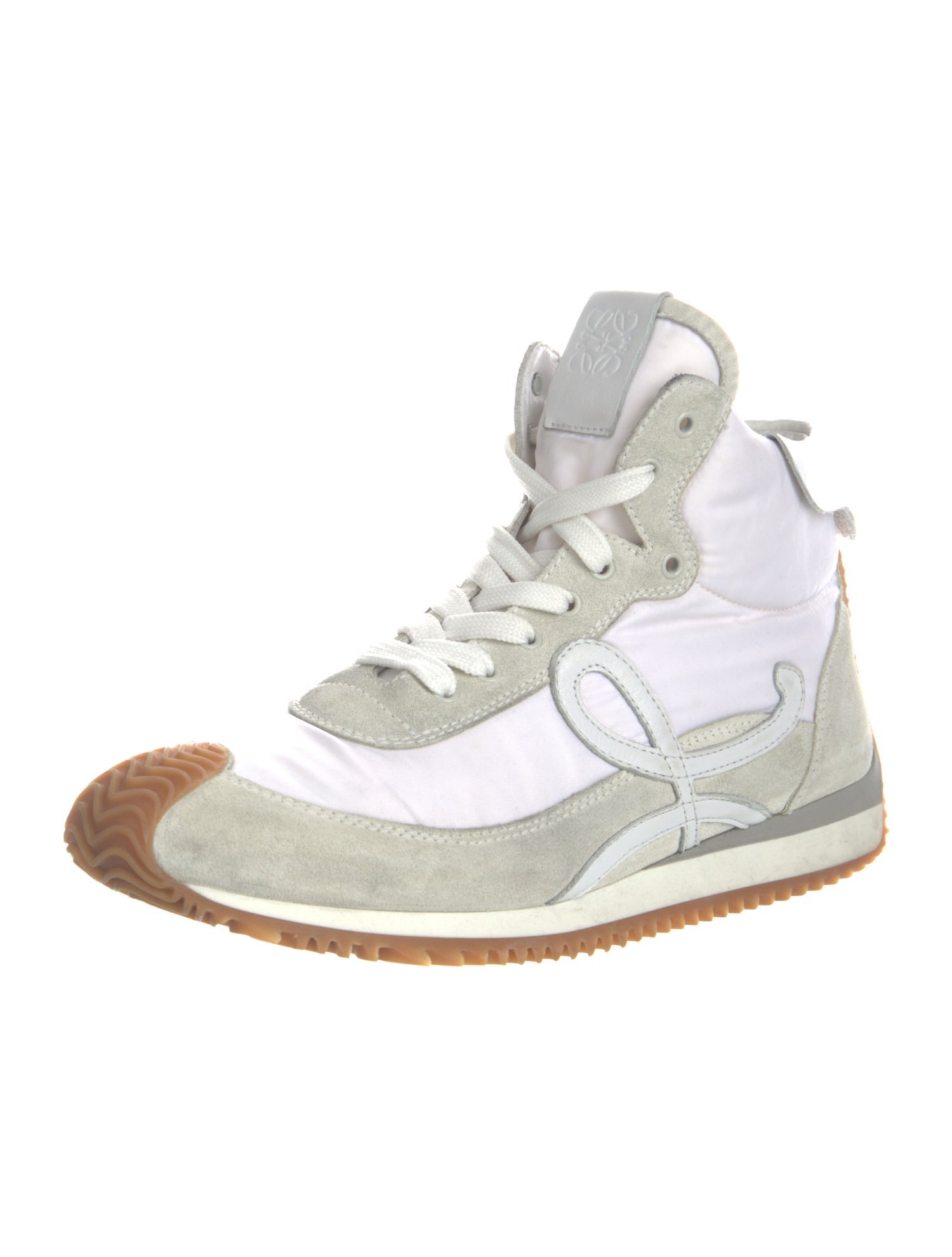 Loewe Suede Colorblock Pattern Wedge Sneakers