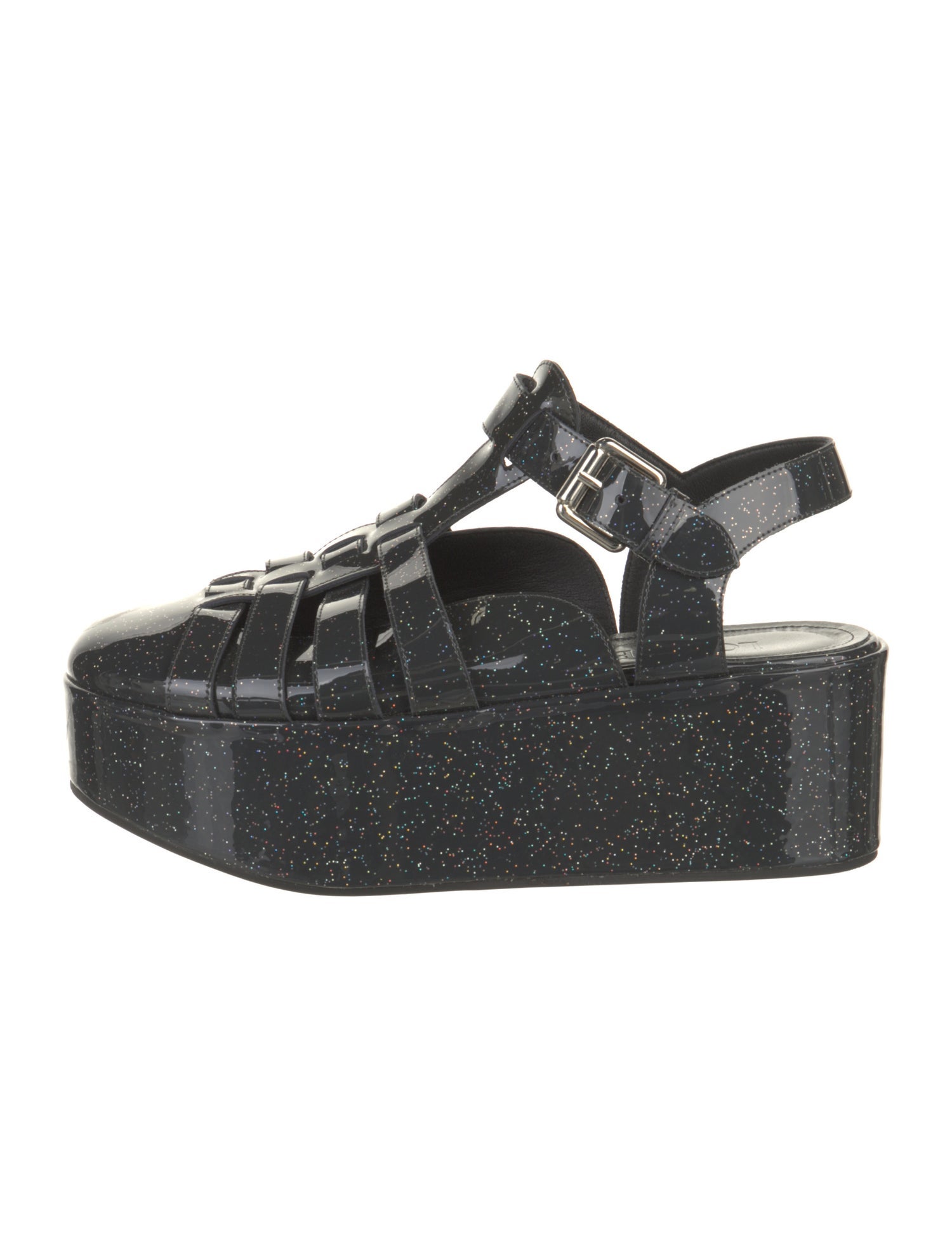 Loewe Patent Leather Glitter Accents Slingback Pumps