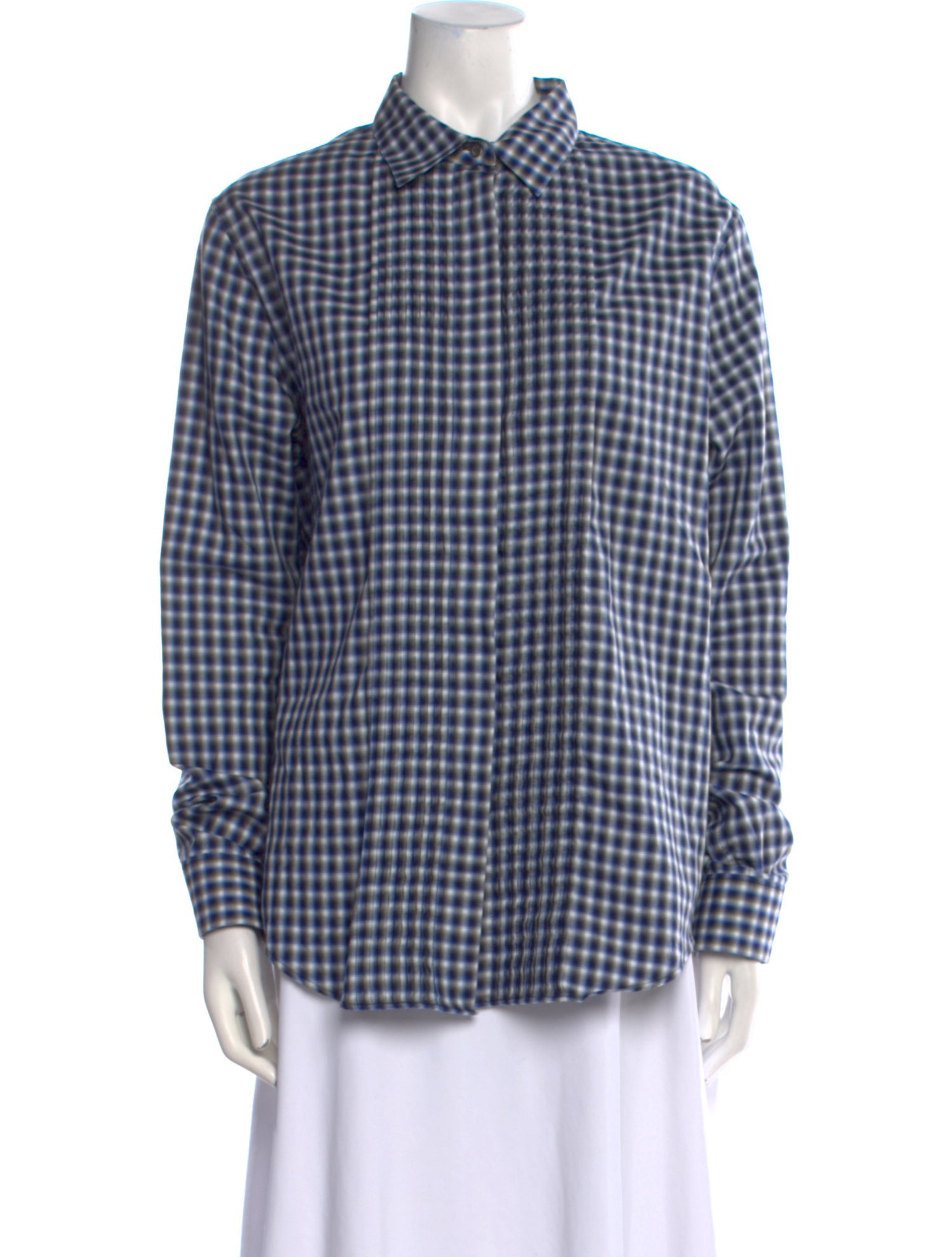 Loewe Plaid Print Long Sleeve Button-Up Top w/ Tags