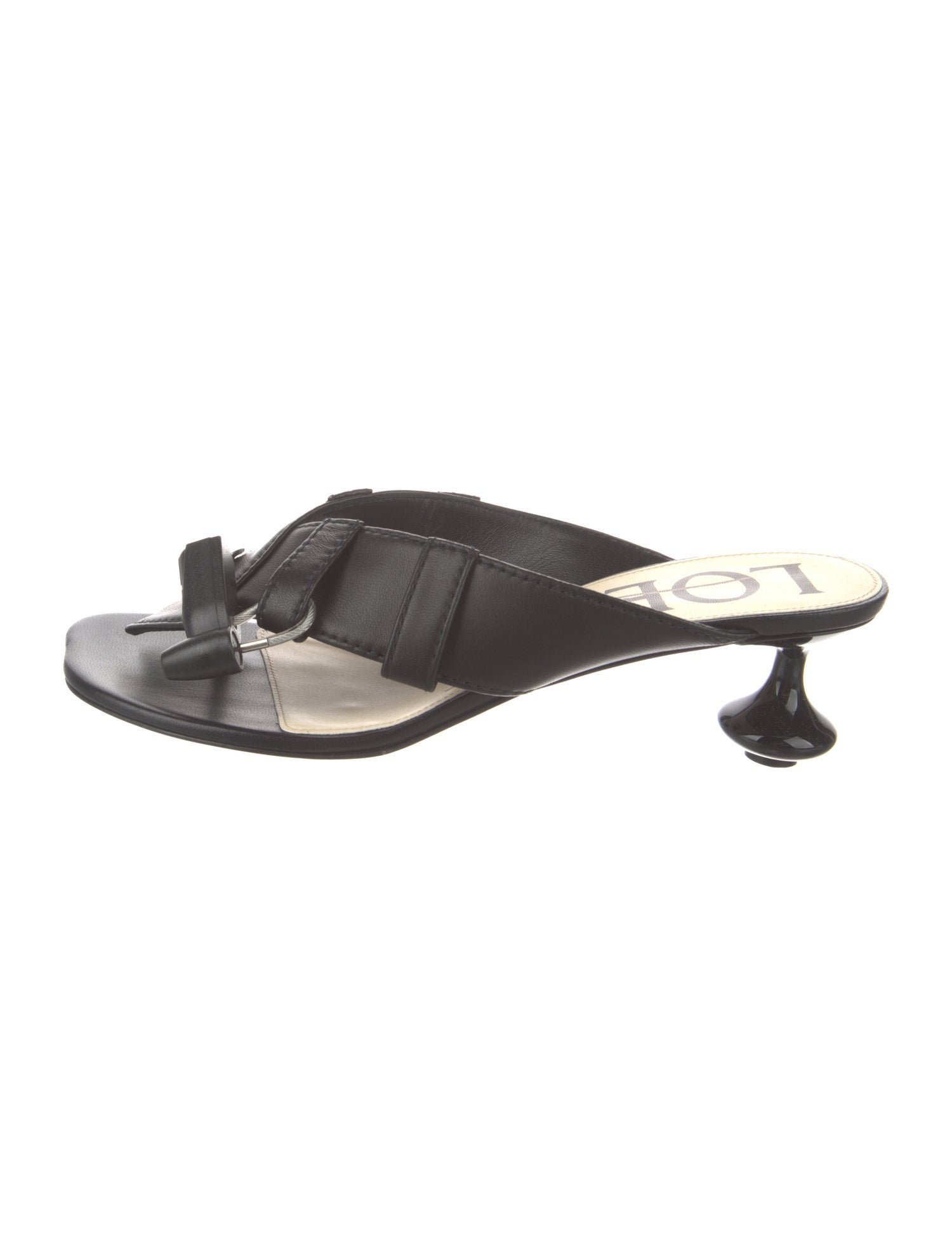 Loewe Leather Cutout Accent Slides w/ Tags