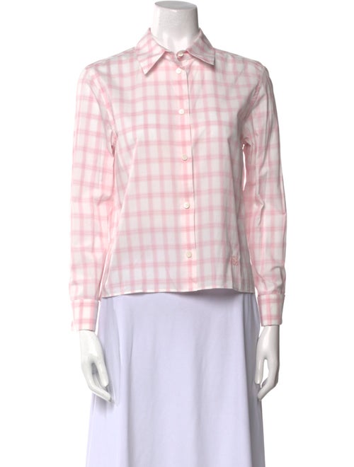 Loewe Plaid Print Three-Quarter Sleeve Button-Up Top