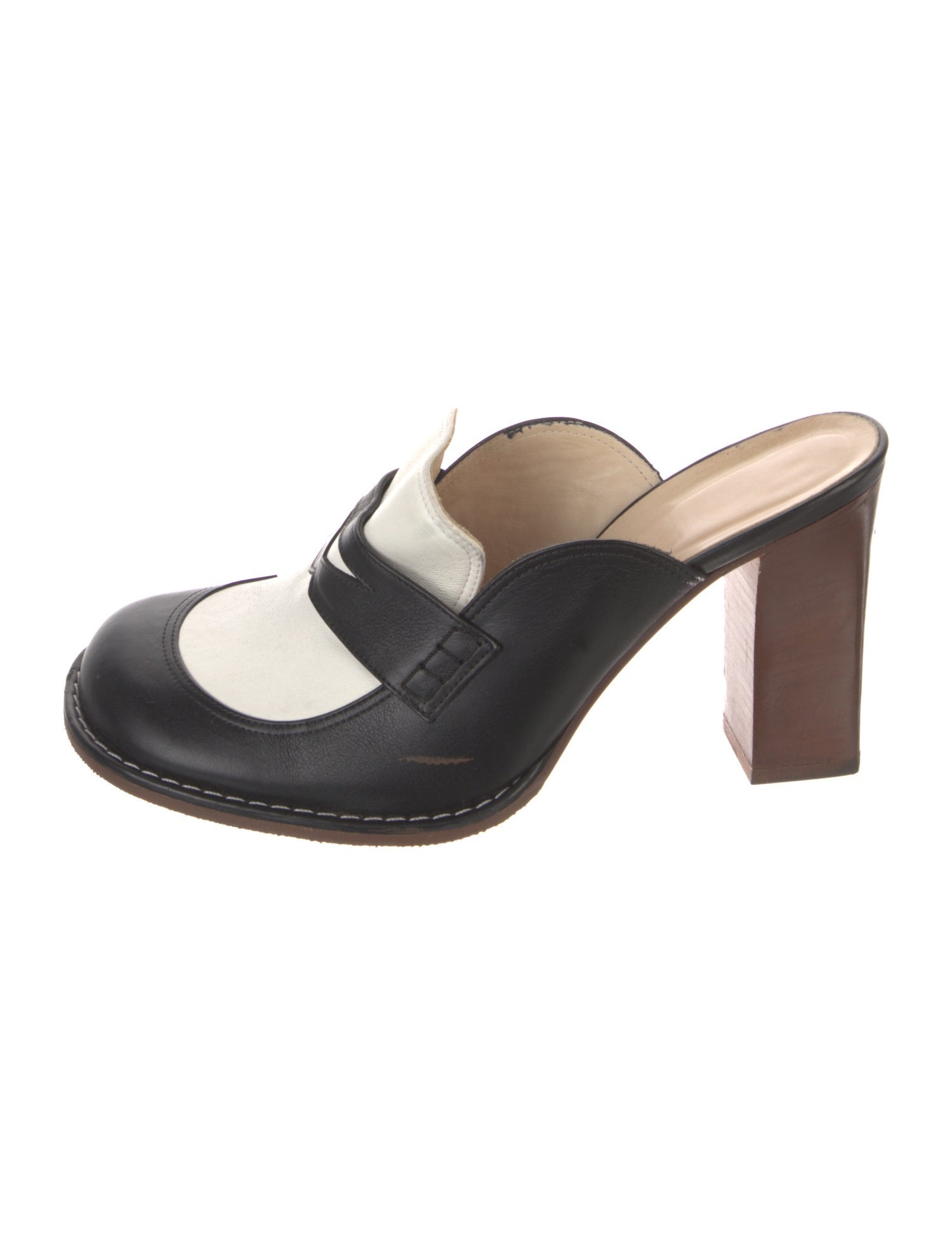 Loewe Leather Colorblock Pattern Mules