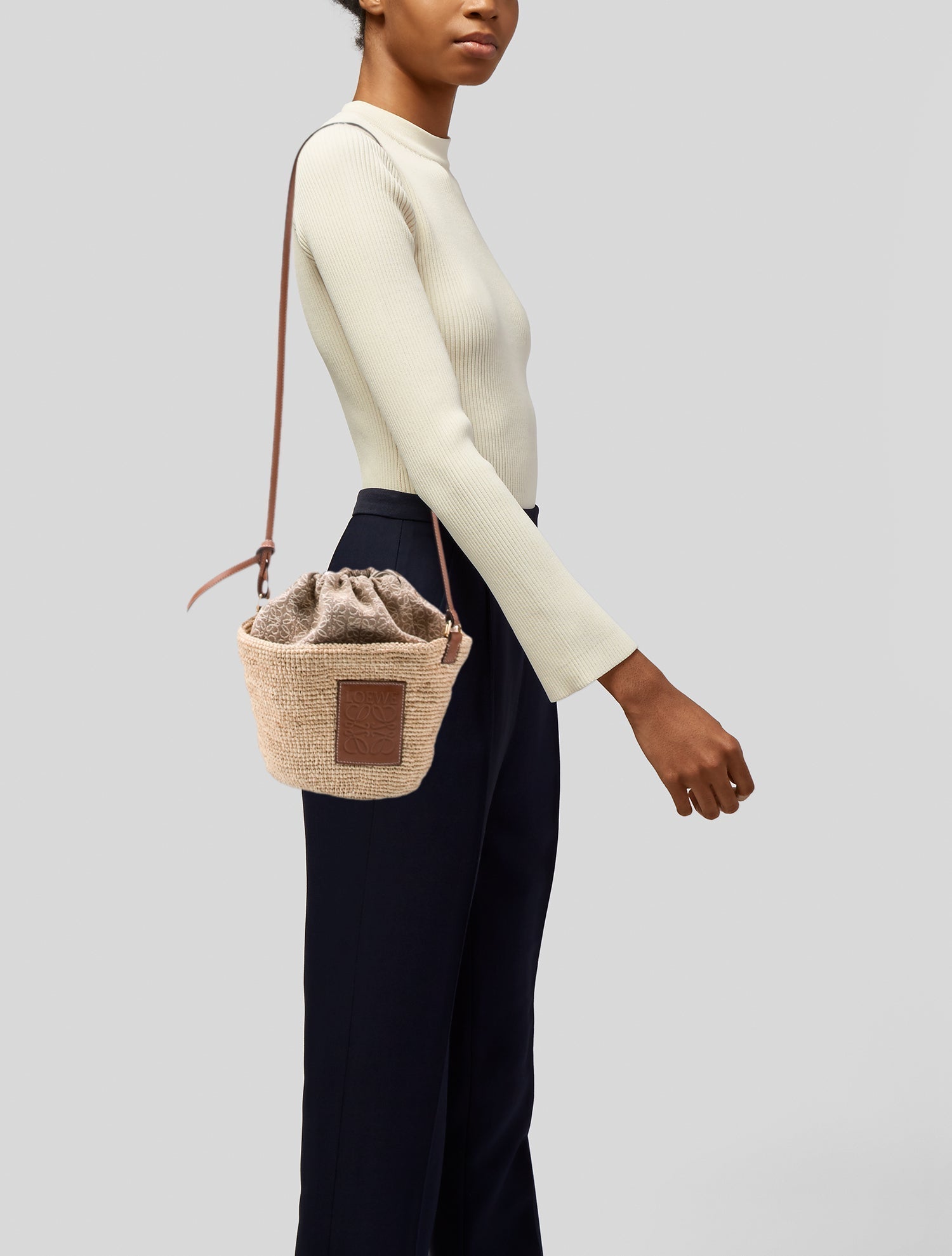 Loewe Raffia Anagram Paulas Ibiza Pochette