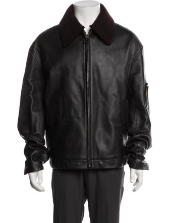 Loewe Signature Logo Lamb Leather Bomber Jacket
