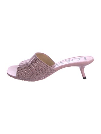 Loewe Satin Crystal Embellishments Slides