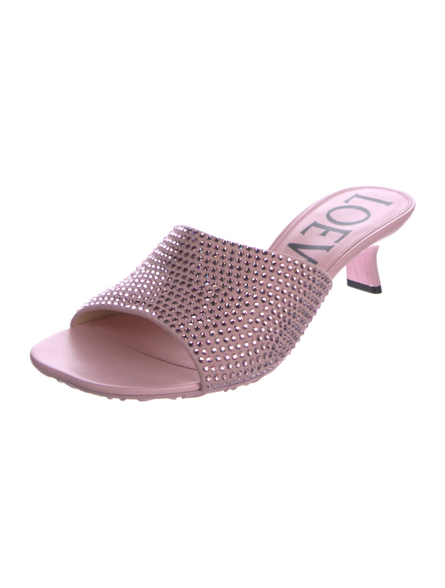Loewe Satin Crystal Embellishments Slides