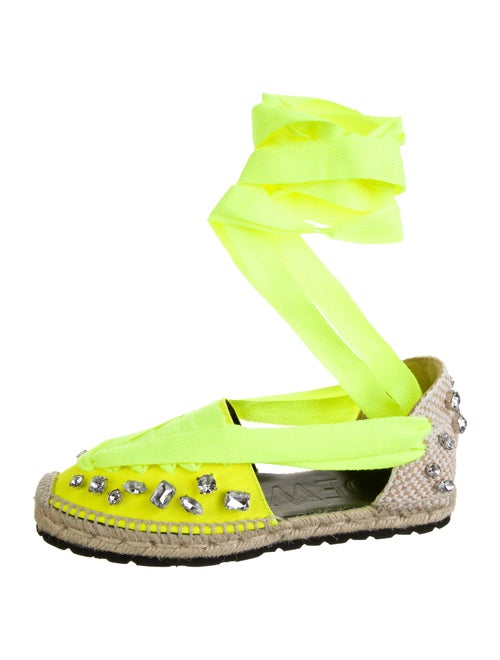 Loewe Canvas Crystal Embellishments Mules