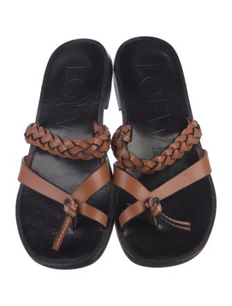 Loewe Signature Logo Leather Slides