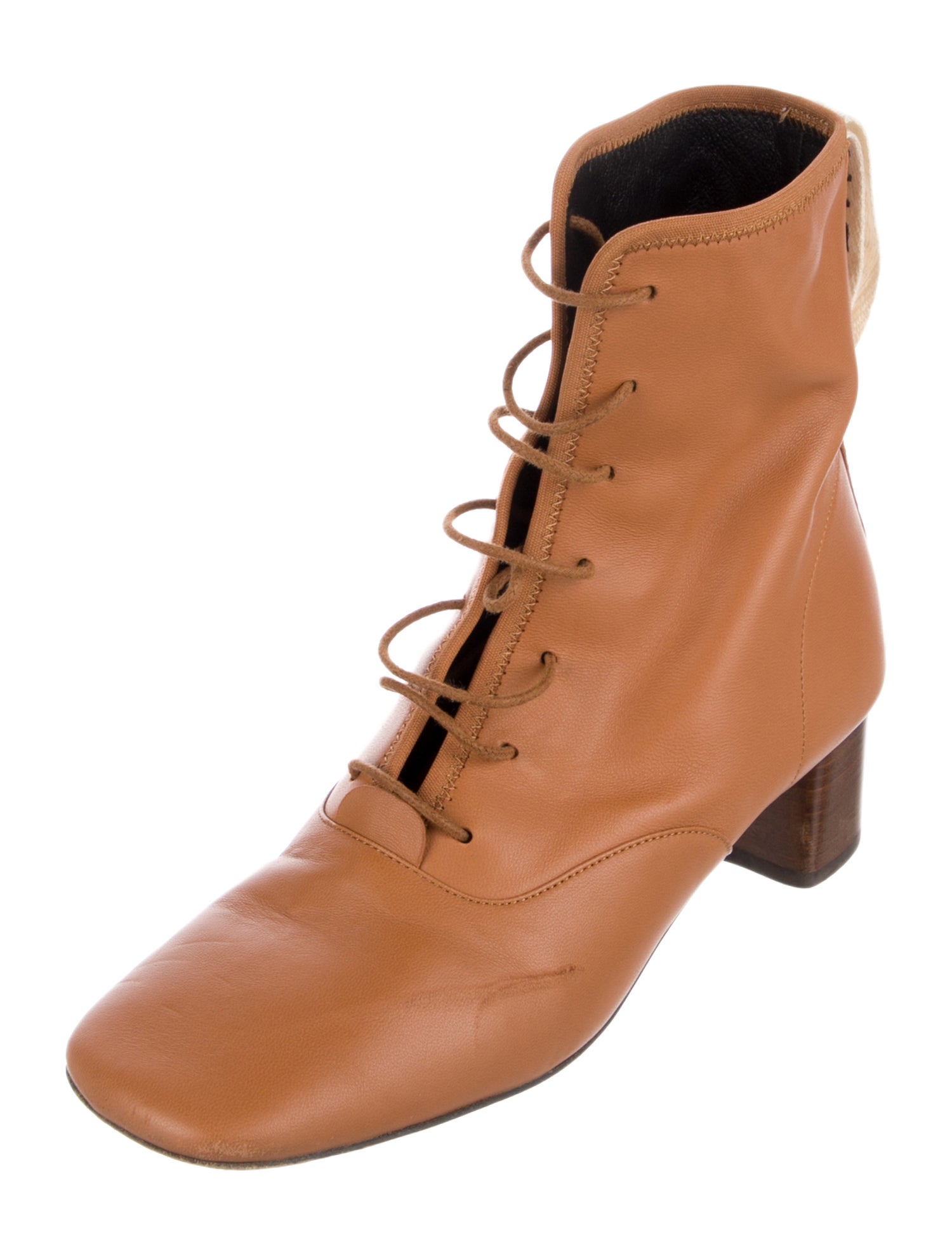 Loewe Leather Colorblock Pattern Combat Boots