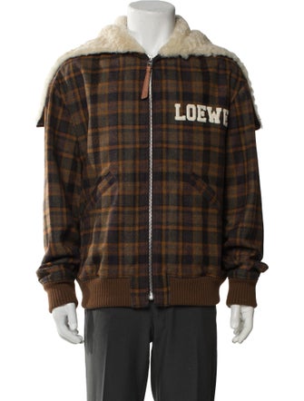 Loewe Merino Wool Plaid Print Windbreaker