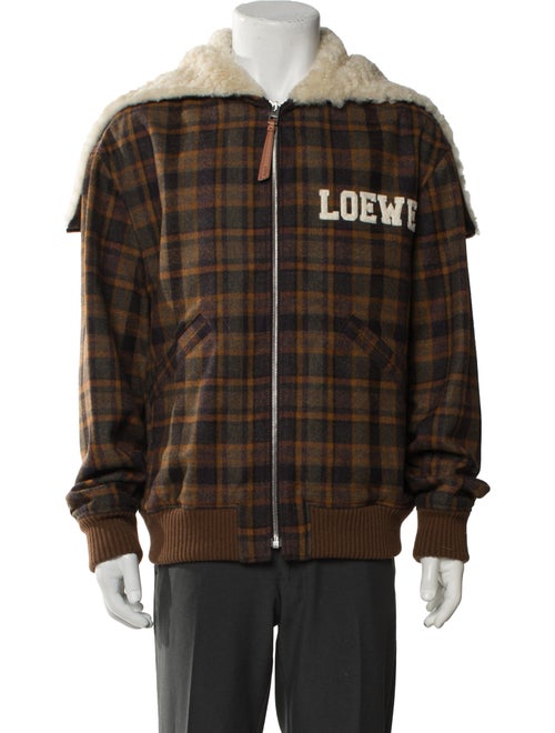 Loewe Merino Wool Plaid Print Windbreaker