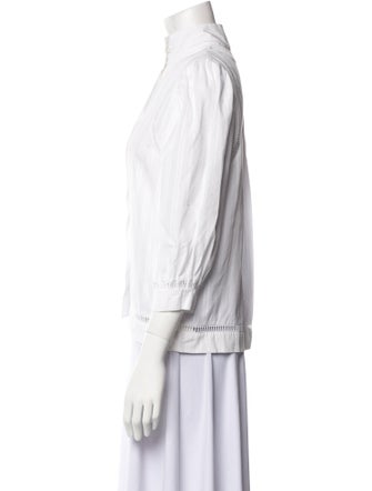 Loewe Turtleneck Three-Quarter Sleeve Button-Up Top