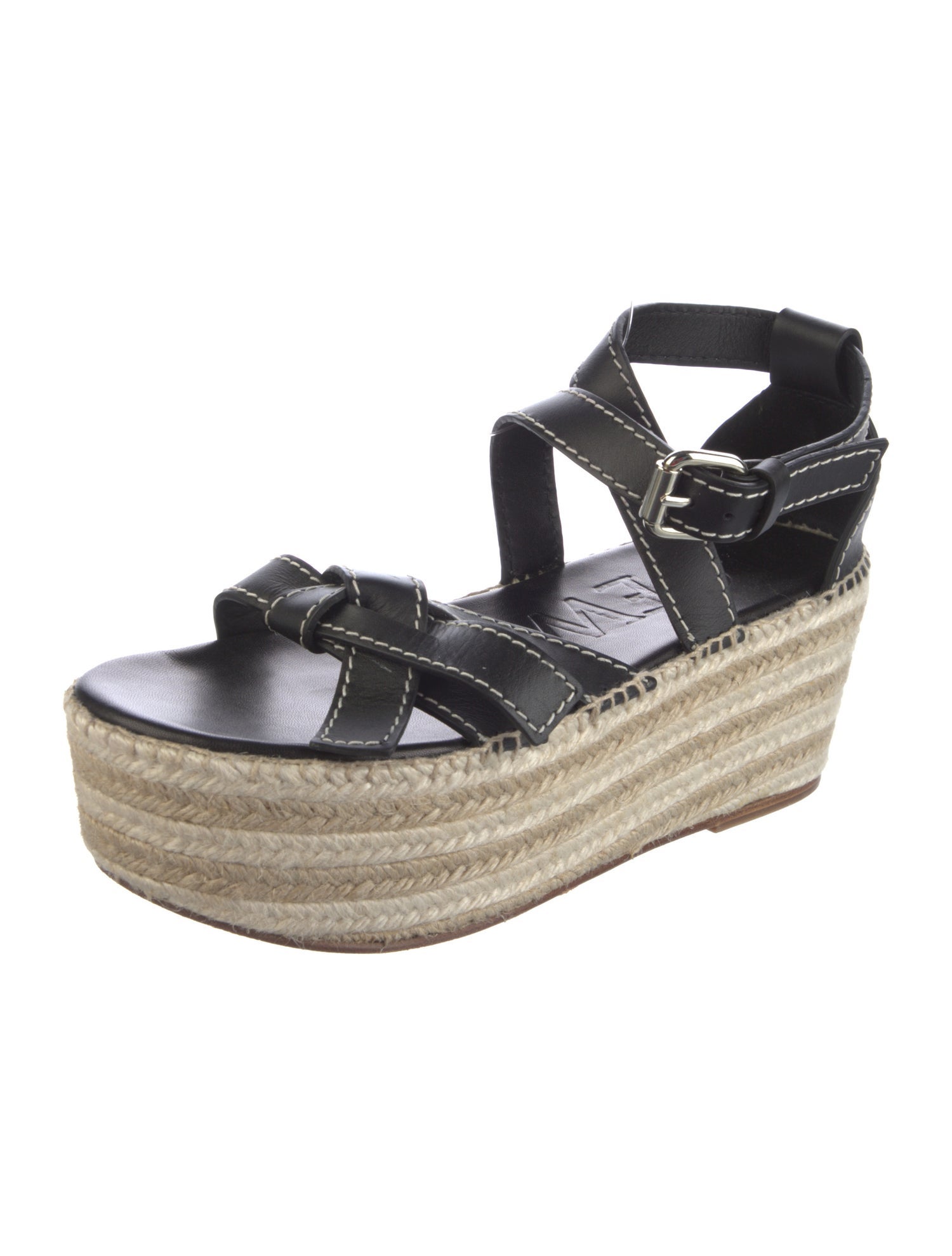 Loewe Leather Whipstitch Trim Espadrilles