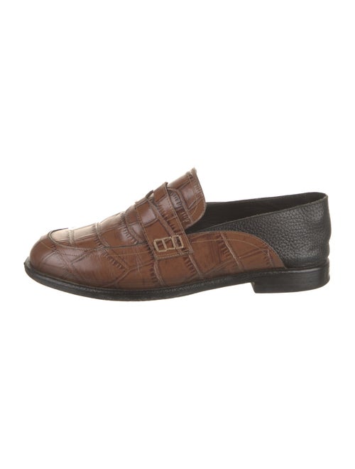 Loewe Leather Colorblock Pattern Loafers