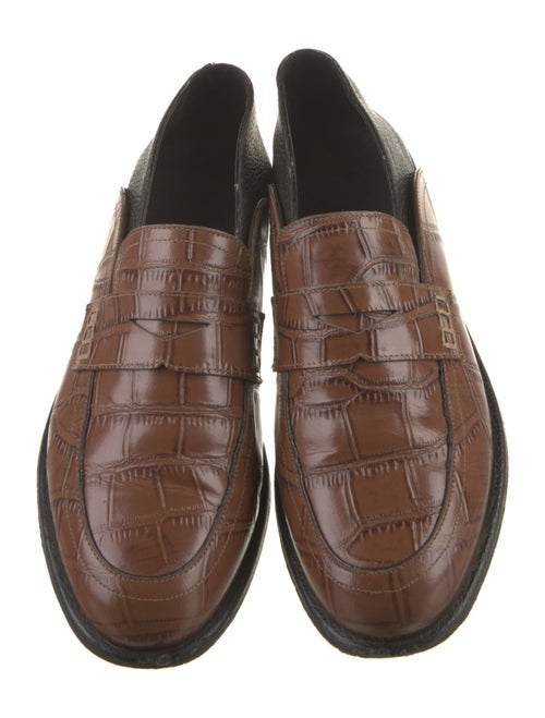 Loewe Leather Colorblock Pattern Loafers