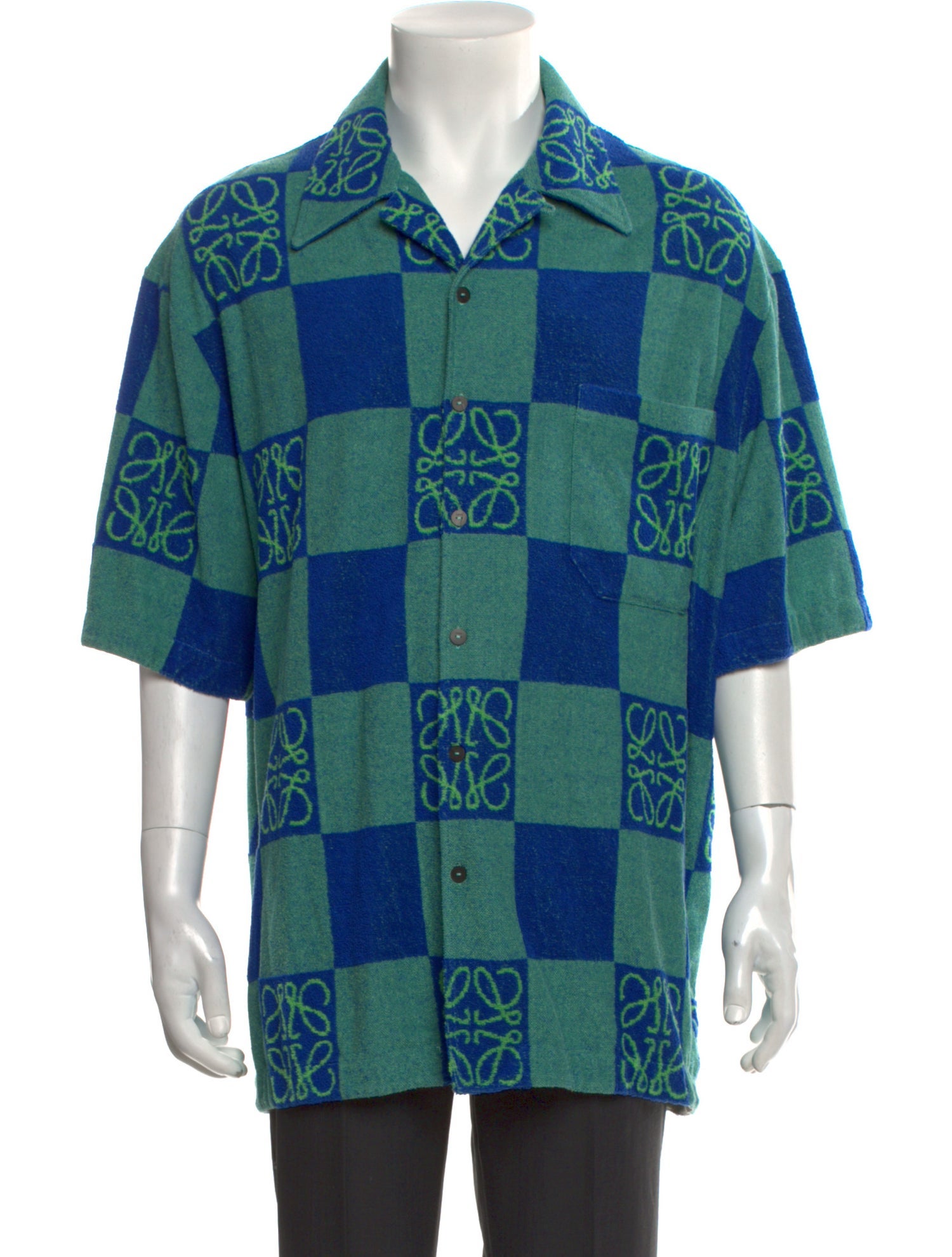 Loewe Paula's Ibiza Plaid Print Three-Quarter Sleeve Shirt