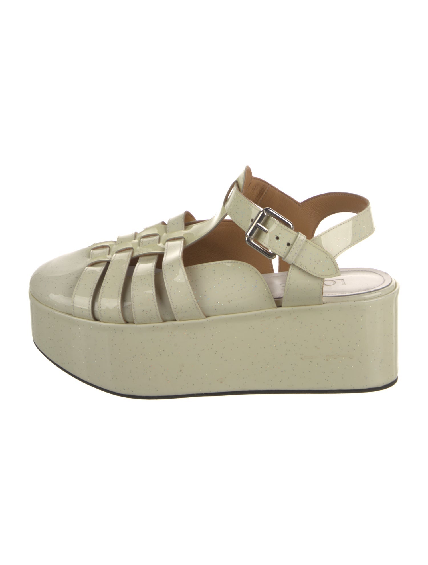 Loewe Patent Leather Glitter Accents Slingback Pumps