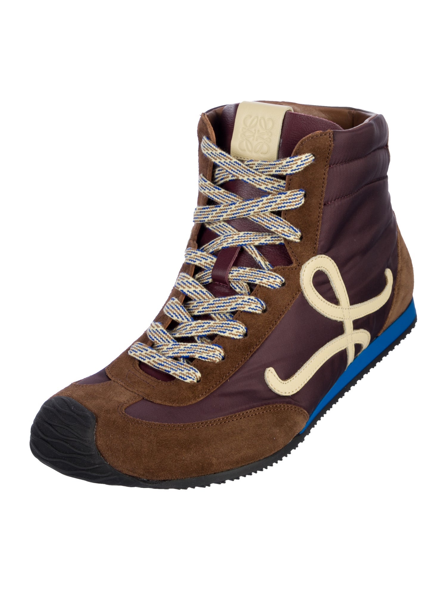 Loewe Suede Colorblock Pattern Hiking Boots
