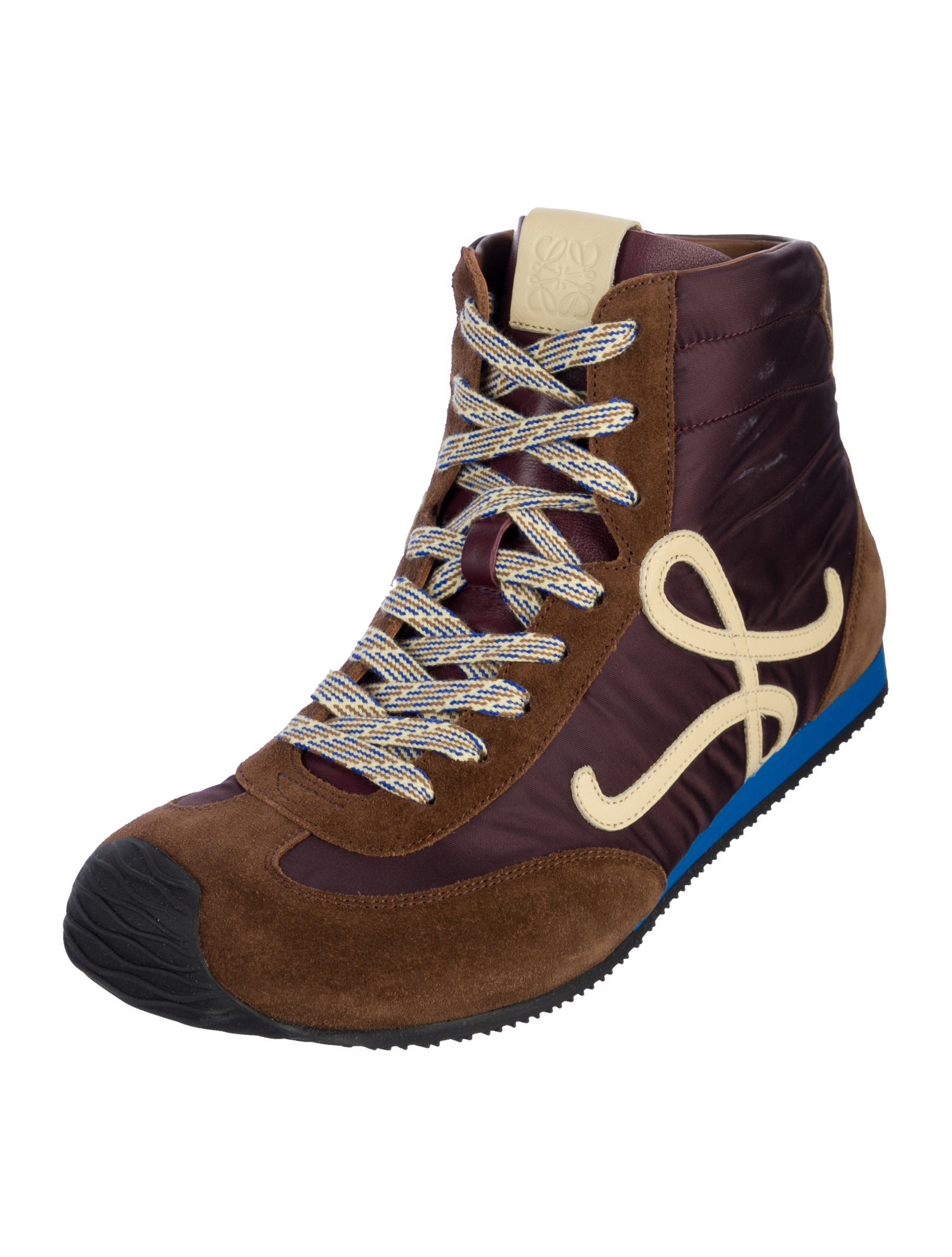 Loewe Suede Colorblock Pattern Hiking Boots