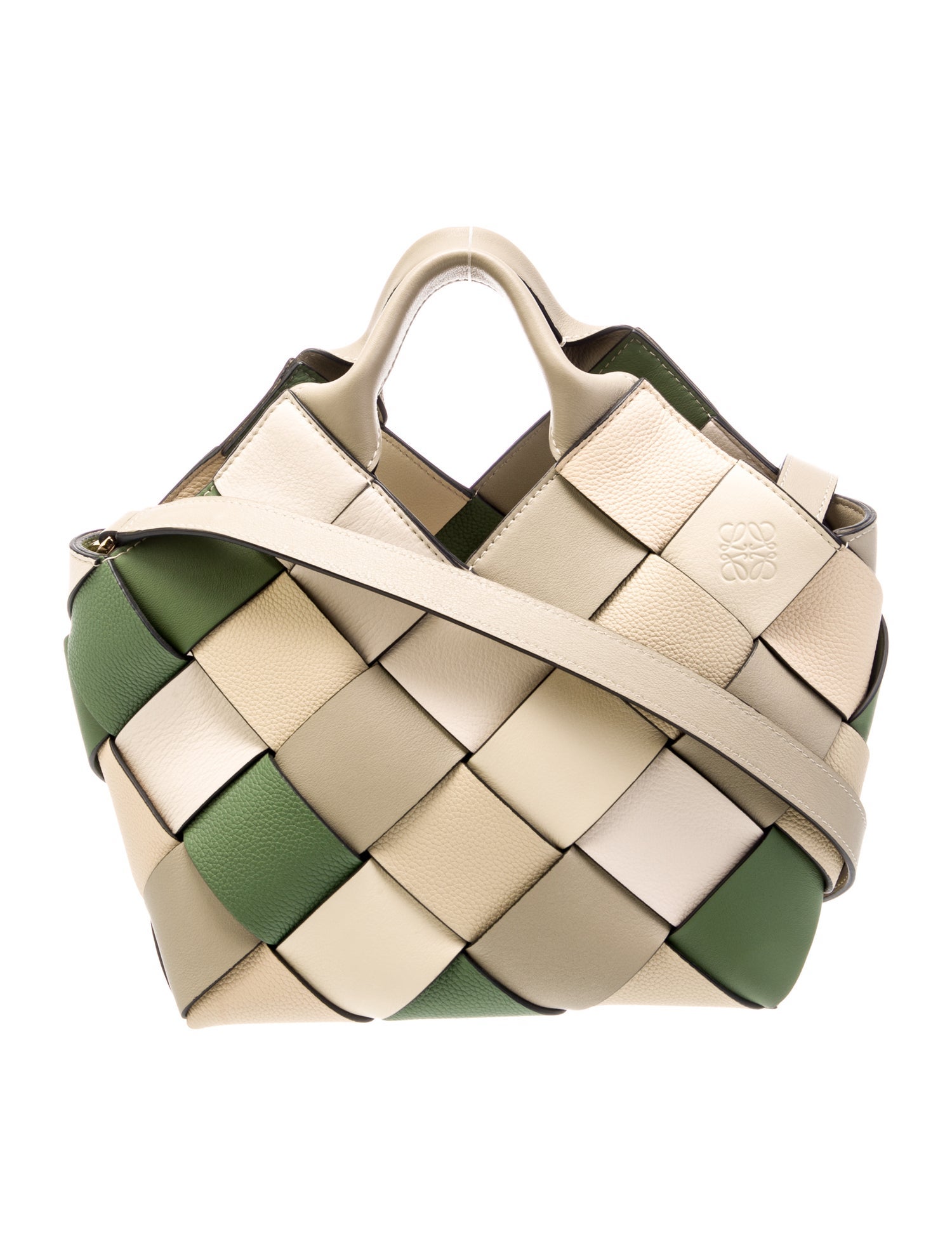 Loewe Calfskin Woven Basket Small