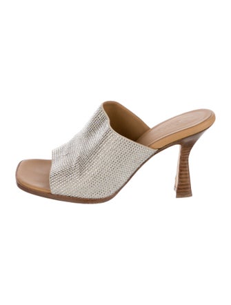 Loewe Leather Crystal Embellishments Slides