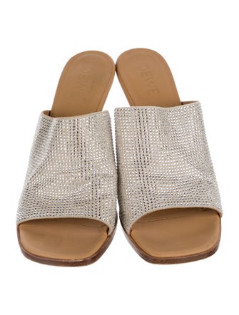 Loewe Leather Crystal Embellishments Slides
