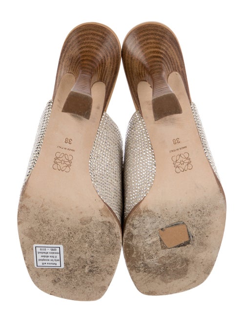 Loewe Leather Crystal Embellishments Slides