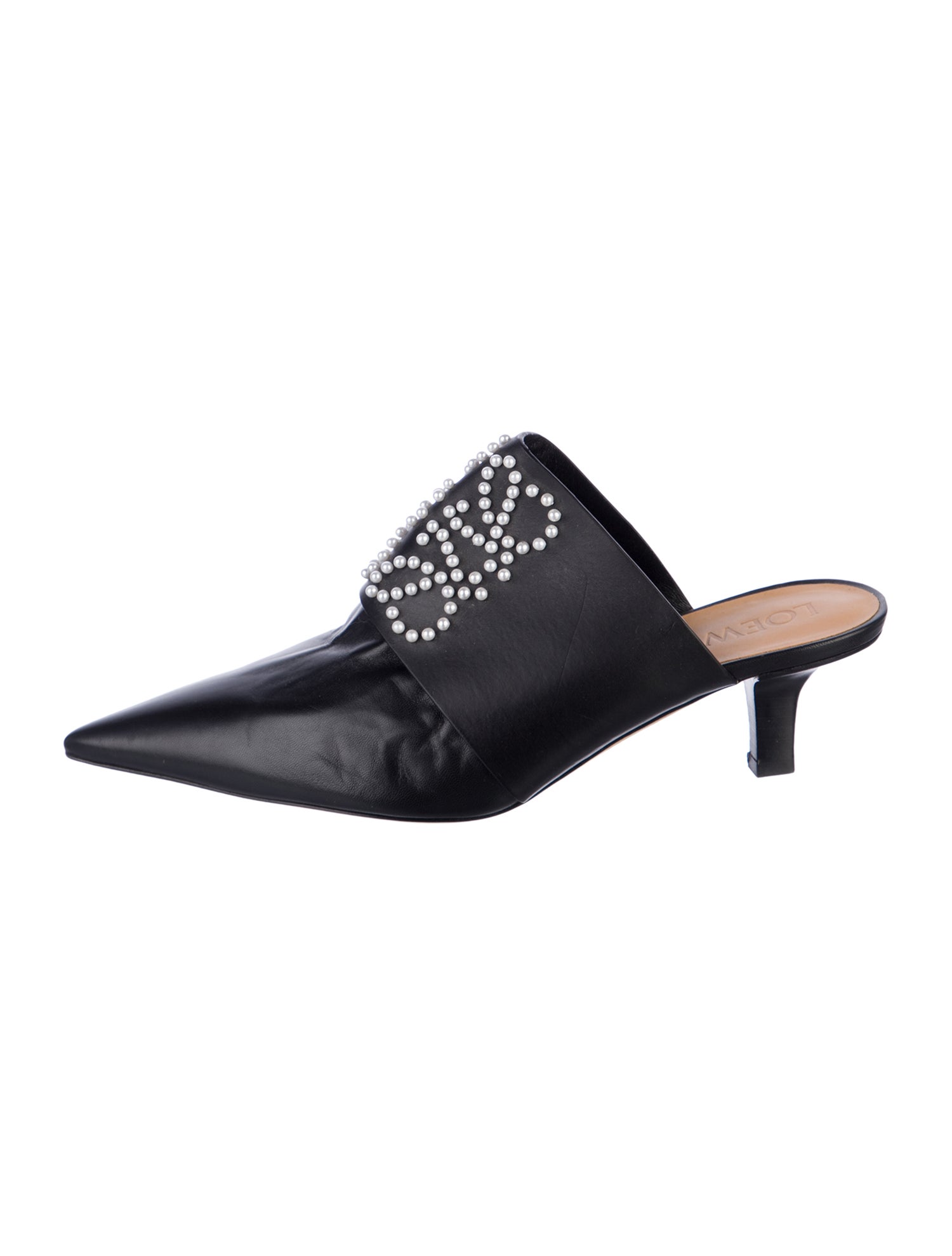 Loewe Faux Pearl Accents Leather Mules