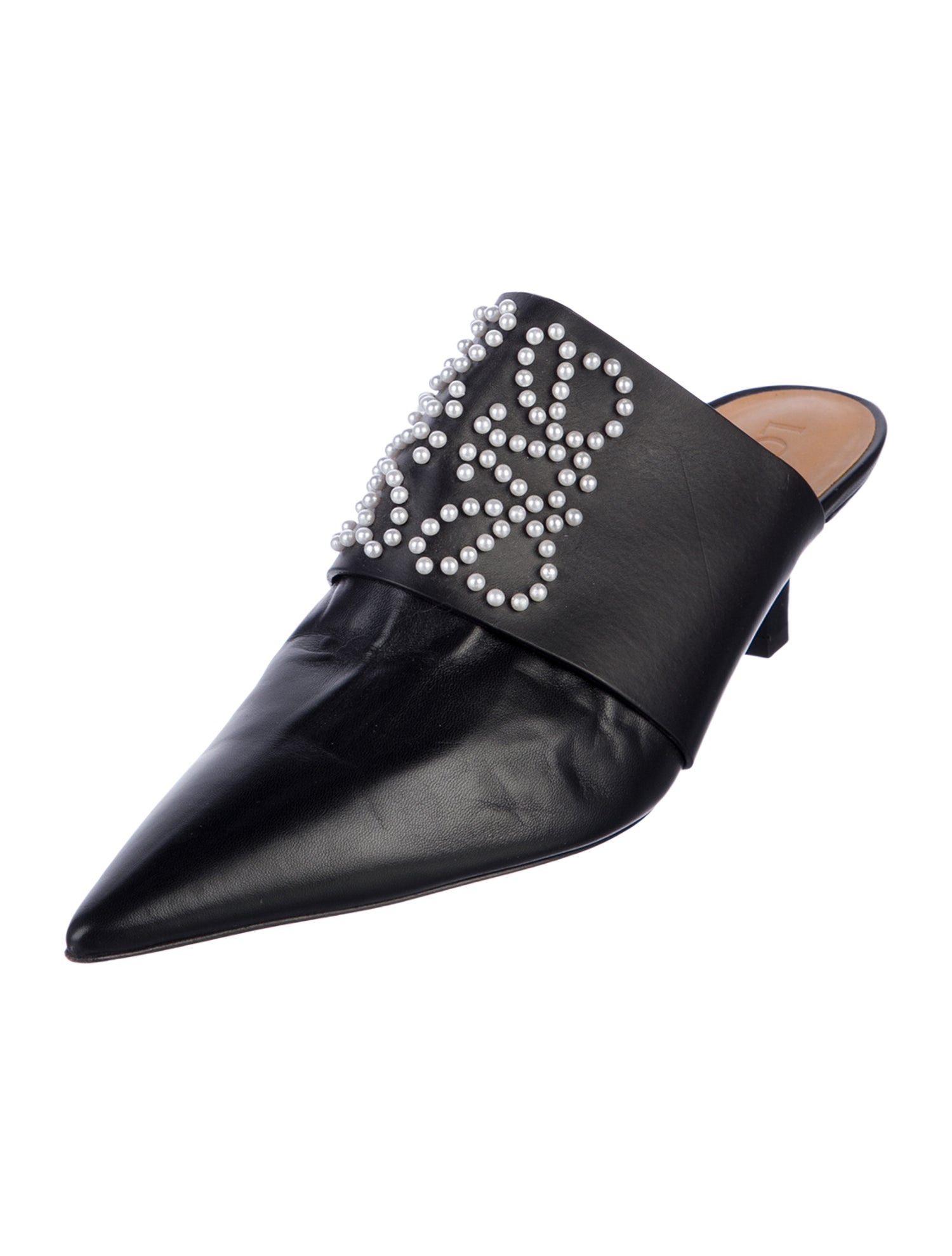 Loewe Faux Pearl Accents Leather Mules