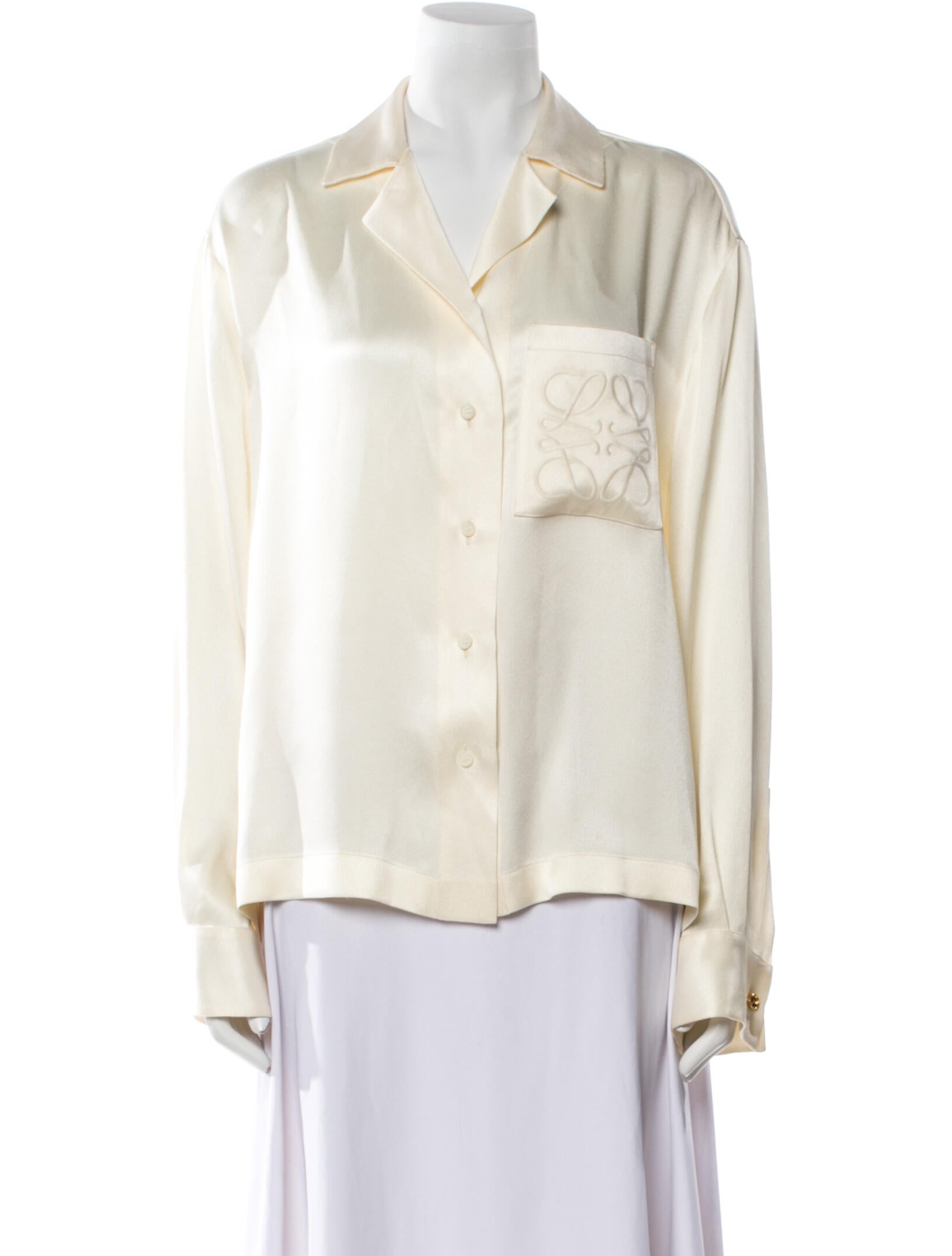Loewe Silk Long Sleeve Button-Up Top