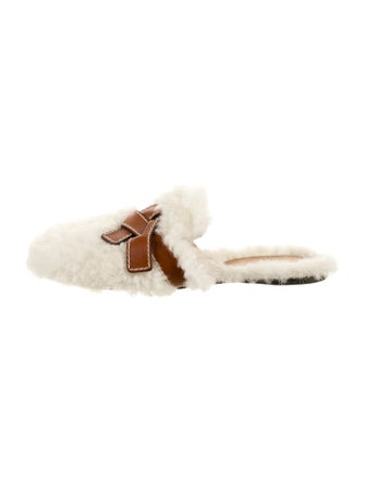Loewe Shearling Leather Trim Embellishment Mules