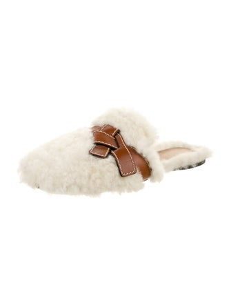 Loewe Shearling Leather Trim Embellishment Mules