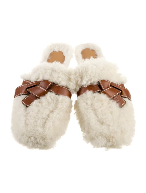 Loewe Shearling Leather Trim Embellishment Mules
