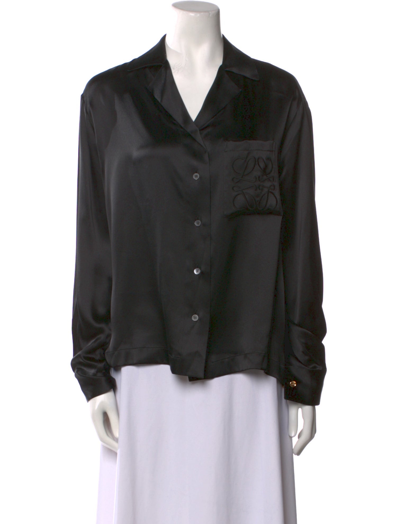 Loewe Silk Long Sleeve Button-Up Top