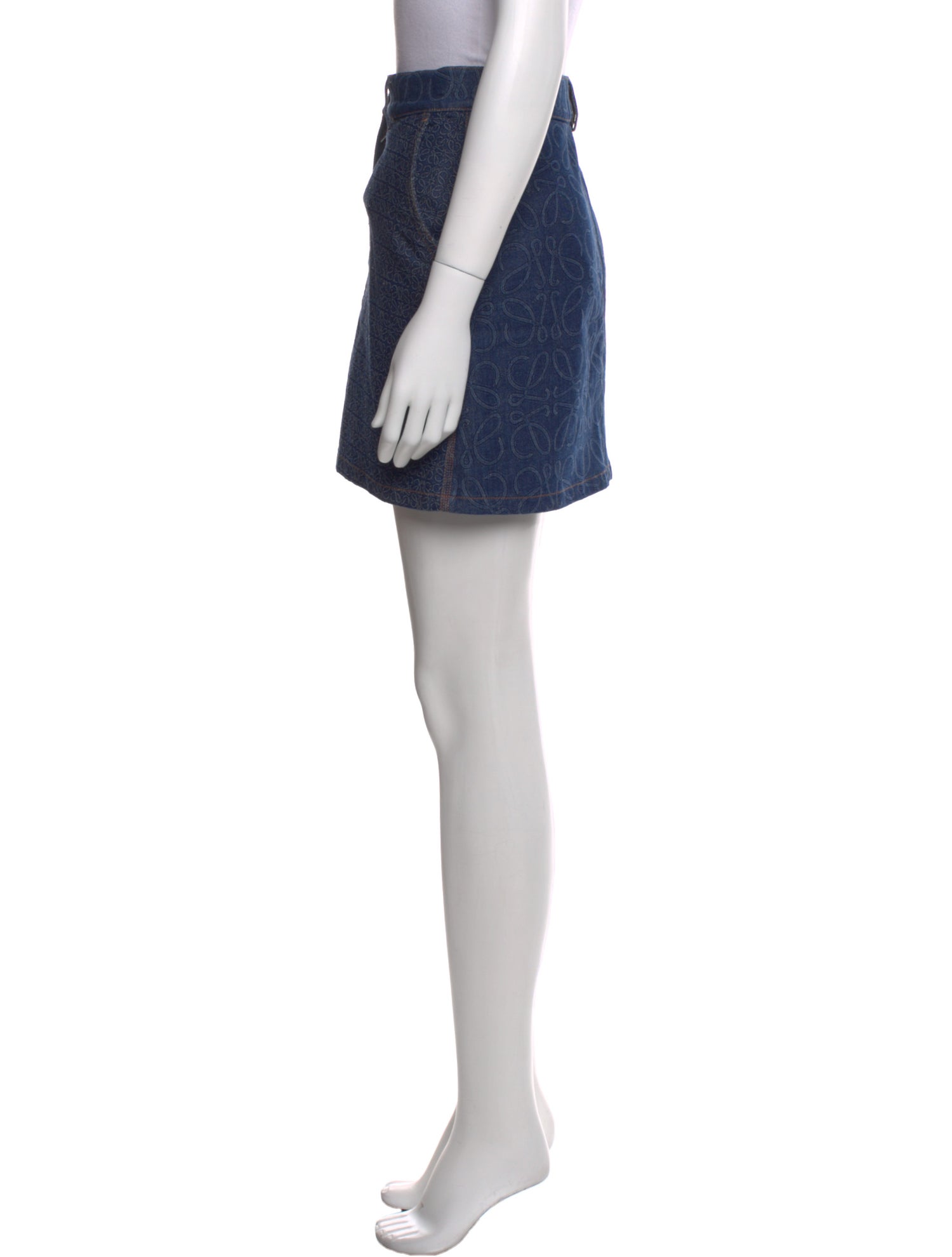 Loewe Leather Trim Embellishment Mini Skirt