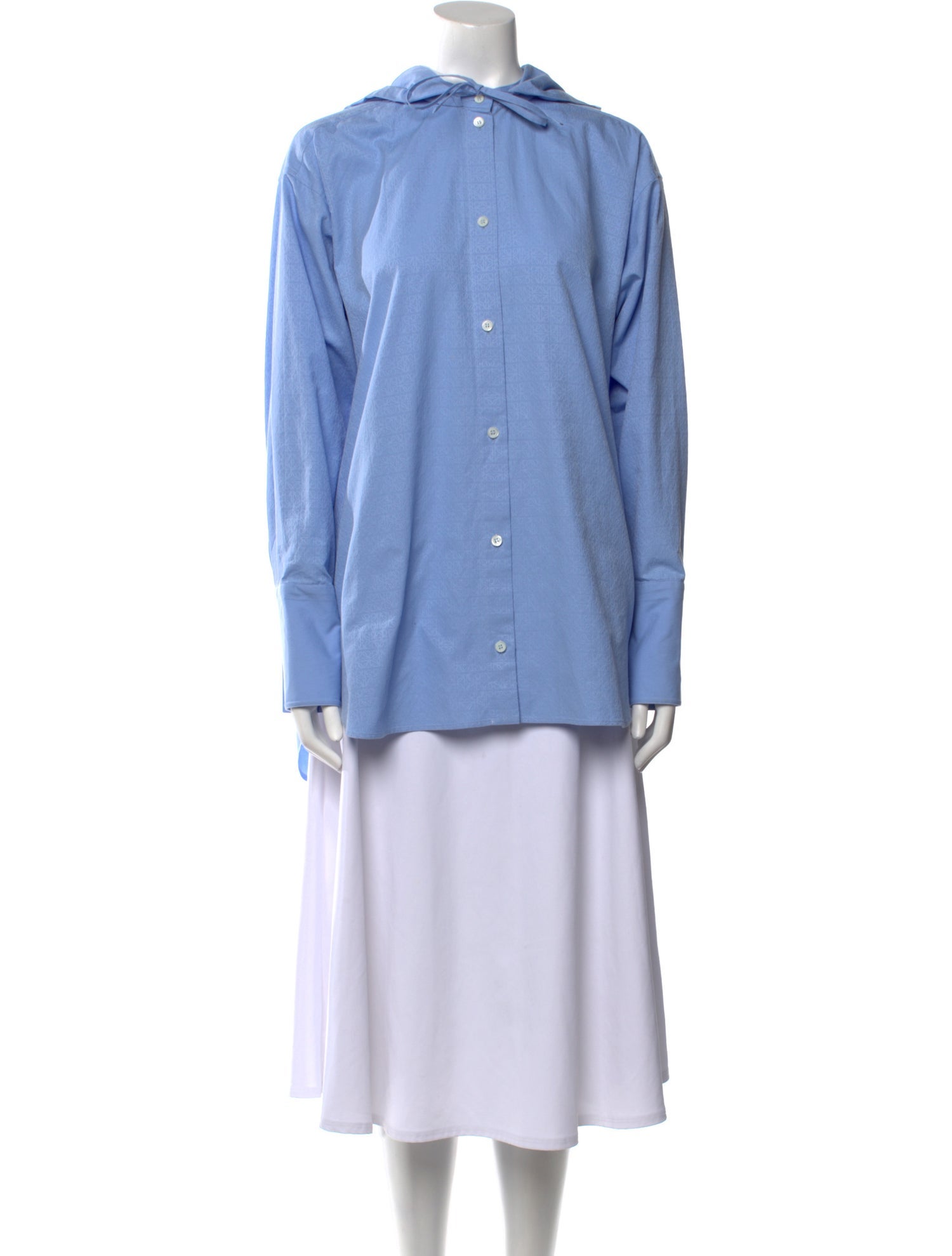 Loewe Tie Neck Long Sleeve Button-Up Top