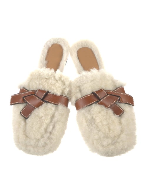 Loewe Shearling Leather Trim Embellishment Mules