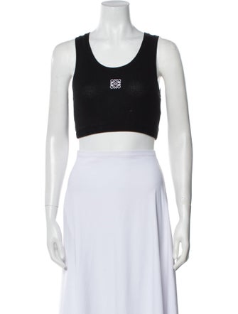 Loewe Graphic Print Scoop Neck Crop Top